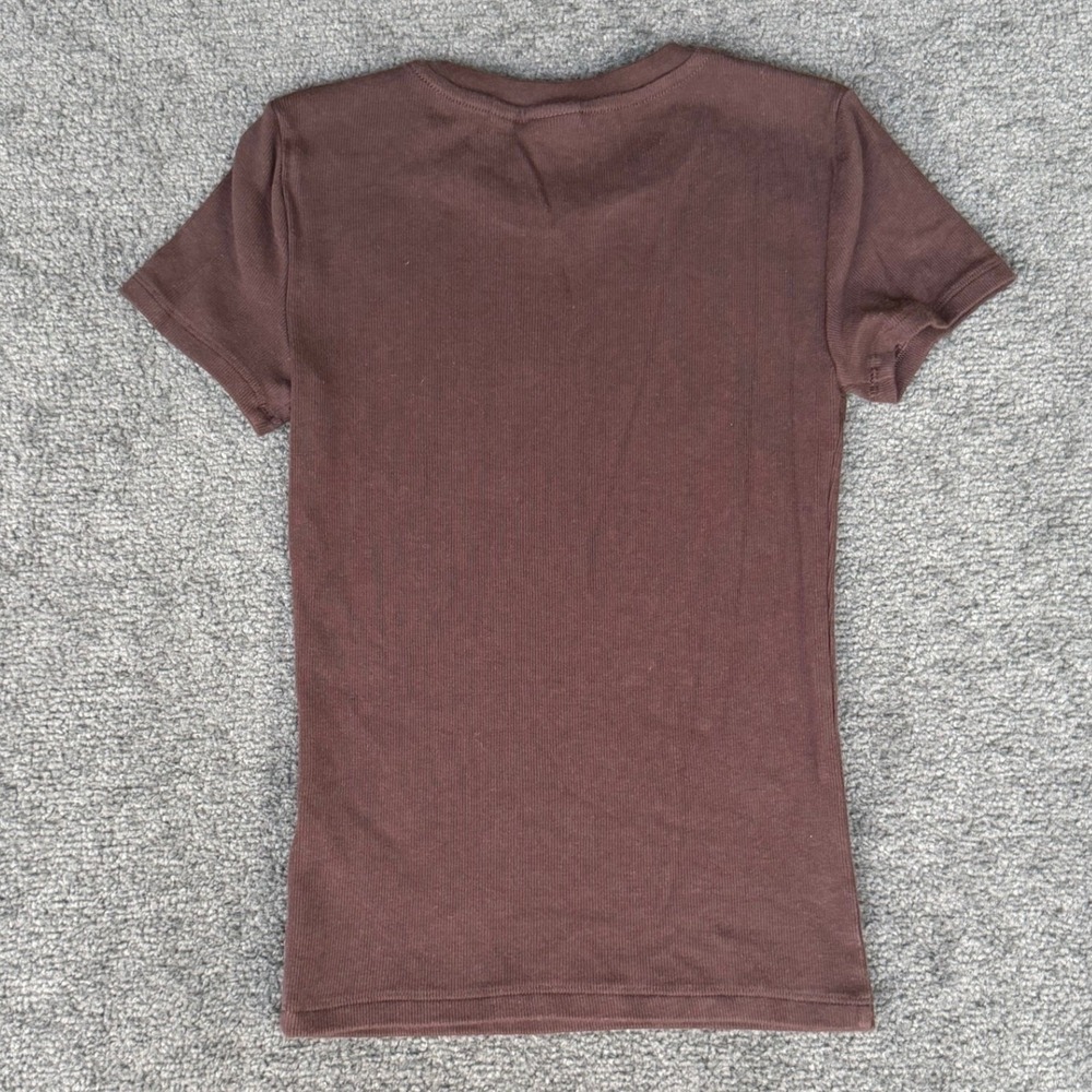 Aritzia Homestretch Ribbed Crew Neck T-Shirt Brown XS 102668